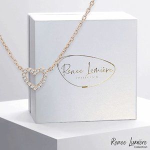 14K Gold Plated Cubic Zirconia Heart Necklace by | Cute Dainty Love Necklace